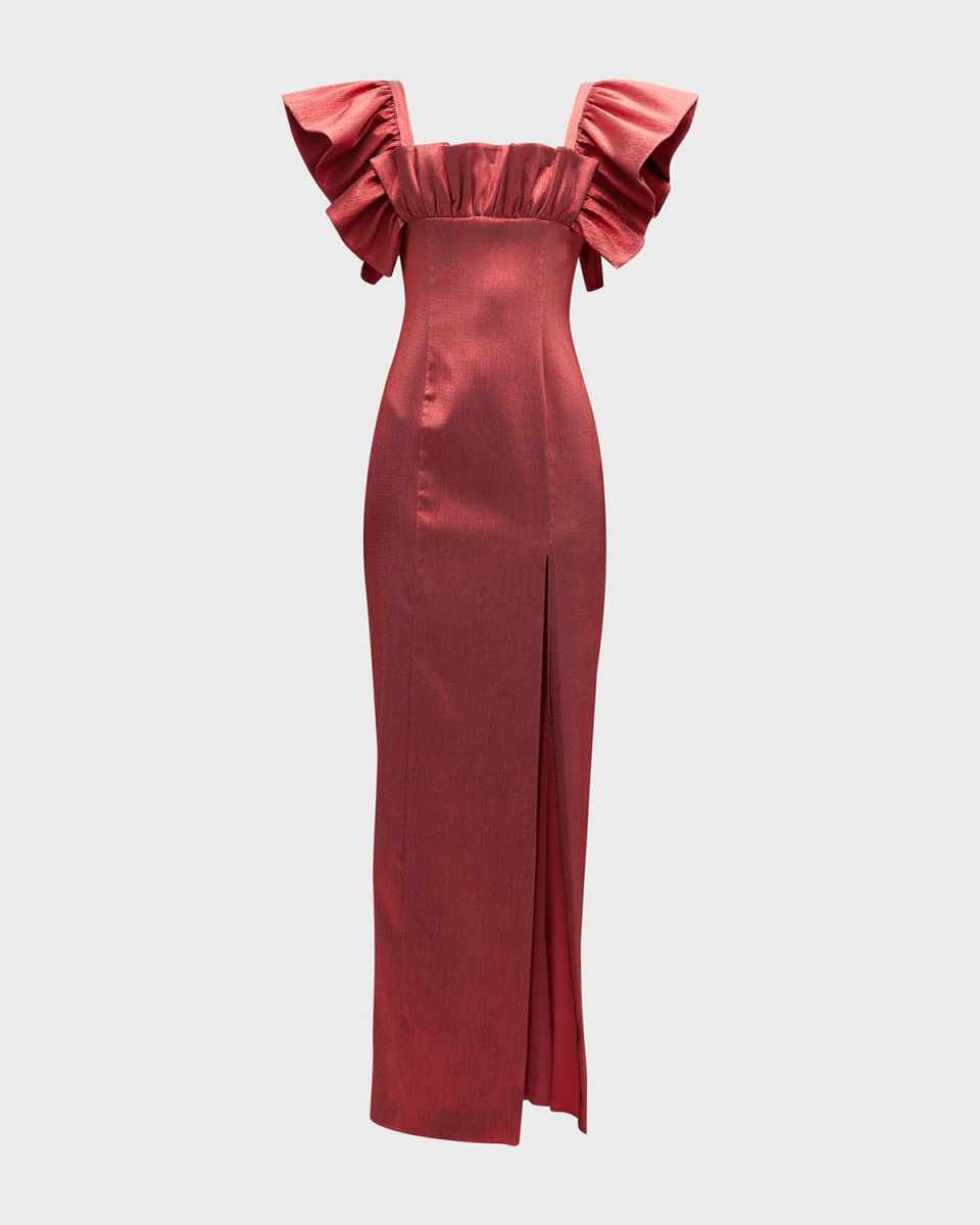 Prince Metallic Ruffle-Sleeve Gown